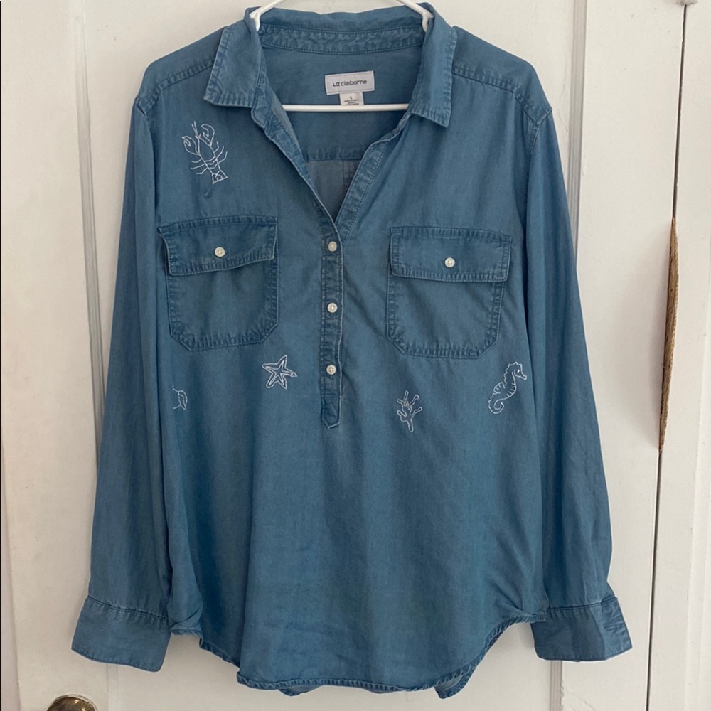 Chambray Embroidered Shirt